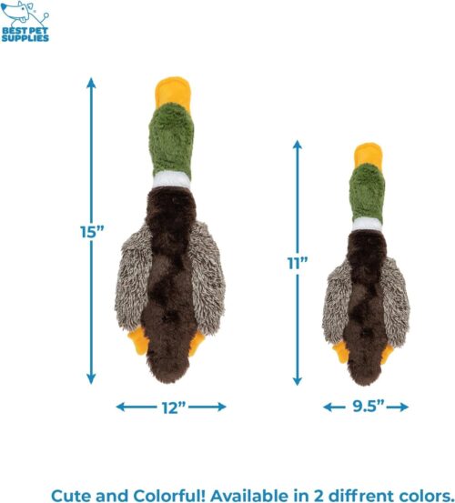 Best Pet Supplies Crinkle Dog Toy for Small, Medium, and Large Breeds, Cute No Stuffing Duck with Soft Squeaker, Fun for Indoor Puppies and Senior Pups, Plush No Mess Chew and Play - Yellow - Image 261