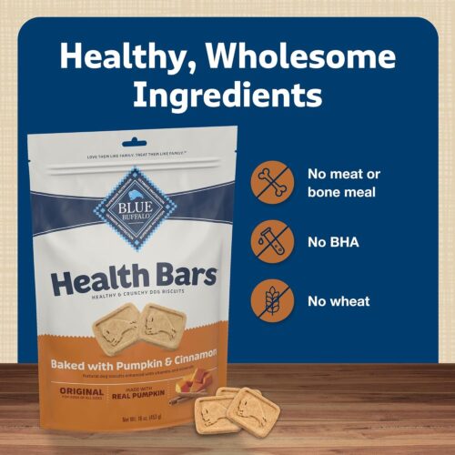 Blue Buffalo Health Bars Crunchy Dog Biscuits, Oven-Baked With Natural Ingredients, Pumpkin & Cinnamon, 16-oz Bag - Image 8
