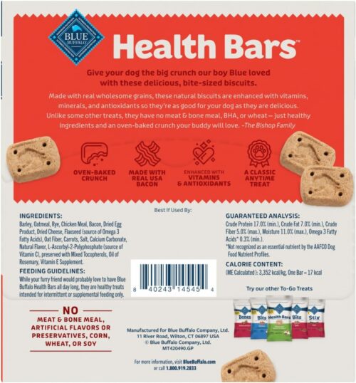 Blue Buffalo Health Bars Crunchy Dog Biscuits, Oven-Baked With Natural Ingredients, Pumpkin & Cinnamon, 16-oz Bag - Image 36