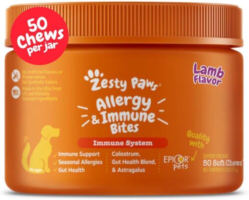 Zesty Paws Dog Allergy Relief- Dog Itching Skin Relief- Dog Probiotics for Itchy Skin and Itchy Ears- Dog Allergy Paw Relief- Dog Allergy Chews- Dog Itch Relief - Dog Skin Allergy Relief - Lamb - 90ct - Image 20