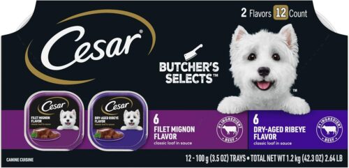 CESAR Adult Wet Dog Food Classic Loaf in Sauce Grilled Chicken, Filet Mignon, Porterhouse Steak, Beef, Chicken & Liver and Turkey Variety Pack, 3.5 oz. Easy Peel Trays, Pack of 36 - Image 21
