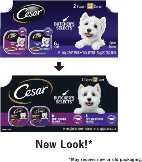 CESAR Adult Wet Dog Food Classic Loaf in Sauce Grilled Chicken, Filet Mignon, Porterhouse Steak, Beef, Chicken & Liver and Turkey Variety Pack, 3.5 oz. Easy Peel Trays, Pack of 36 - Image 31