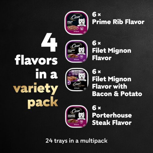 CESAR Adult Wet Dog Food Classic Loaf in Sauce Grilled Chicken, Filet Mignon, Porterhouse Steak, Beef, Chicken & Liver and Turkey Variety Pack, 3.5 oz. Easy Peel Trays, Pack of 36 - Image 34