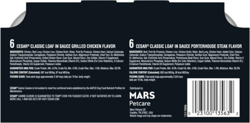 CESAR Adult Wet Dog Food Classic Loaf in Sauce Grilled Chicken, Filet Mignon, Porterhouse Steak, Beef, Chicken & Liver and Turkey Variety Pack, 3.5 oz. Easy Peel Trays, Pack of 36 - Image 58