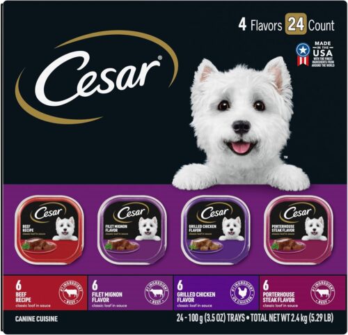 CESAR Adult Wet Dog Food Classic Loaf in Sauce Grilled Chicken, Filet Mignon, Porterhouse Steak, Beef, Chicken & Liver and Turkey Variety Pack, 3.5 oz. Easy Peel Trays, Pack of 36 - Image 77