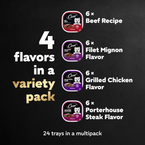 CESAR Adult Wet Dog Food Classic Loaf in Sauce Grilled Chicken, Filet Mignon, Porterhouse Steak, Beef, Chicken & Liver and Turkey Variety Pack, 3.5 oz. Easy Peel Trays, Pack of 36 - Image 79