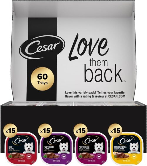 CESAR Adult Wet Dog Food Classic Loaf in Sauce Grilled Chicken, Filet Mignon, Porterhouse Steak, Beef, Chicken & Liver and Turkey Variety Pack, 3.5 oz. Easy Peel Trays, Pack of 36 - Image 84