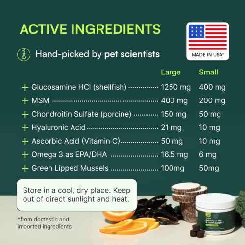 Wuffes Advanced Dog Hip and Joint Supplement with Glucosamine, Chondroitin, Omega 3, MSM, and Green Lipped Mussel, 60 Pork Flavored Chews for Small and Medium Dog Breeds - Image 10