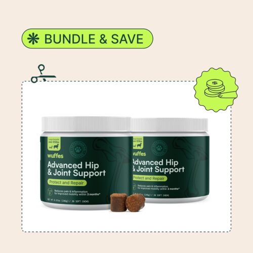 Wuffes Advanced Dog Hip and Joint Supplement with Glucosamine, Chondroitin, Omega 3, MSM, and Green Lipped Mussel, 60 Pork Flavored Chews for Small and Medium Dog Breeds - Image 24