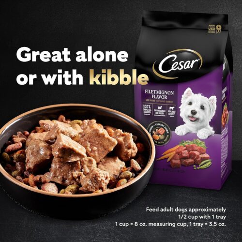 CESAR Adult Wet Dog Food Classic Loaf in Sauce Grilled Chicken, Filet Mignon, Porterhouse Steak, Beef, Chicken & Liver and Turkey Variety Pack, 3.5 oz. Easy Peel Trays, Pack of 36 - Image 110