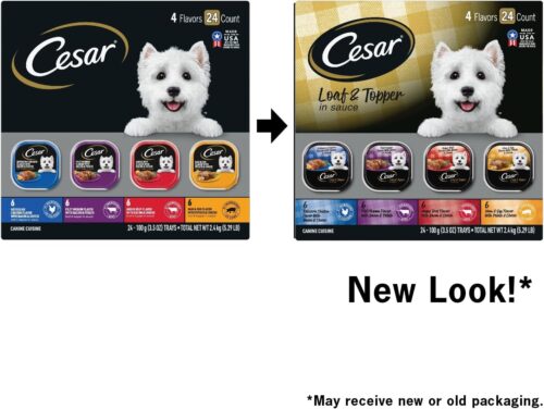 CESAR Adult Wet Dog Food Classic Loaf in Sauce Grilled Chicken, Filet Mignon, Porterhouse Steak, Beef, Chicken & Liver and Turkey Variety Pack, 3.5 oz. Easy Peel Trays, Pack of 36 - Image 112
