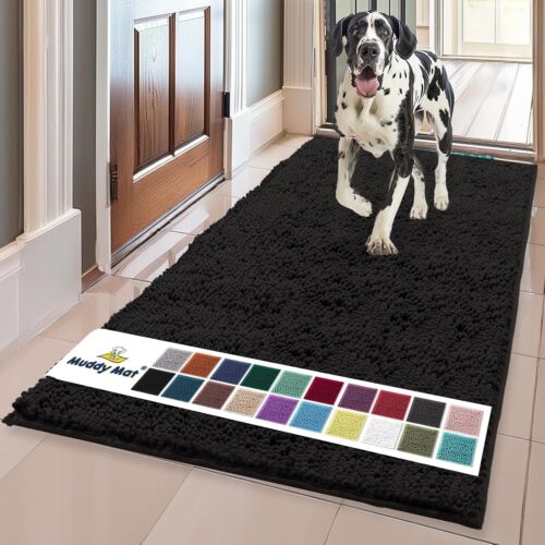 Muddy Mat® Shown on TV – Super Absorbent Microfiber Dog Door Mat for Muddy Paws, Non-Slip Washable Pet Rug, Quick Dry Chenille Entryway Carpet, Machine Washable Indoor Outdoor mat, Grey 30"x19" - Image 2