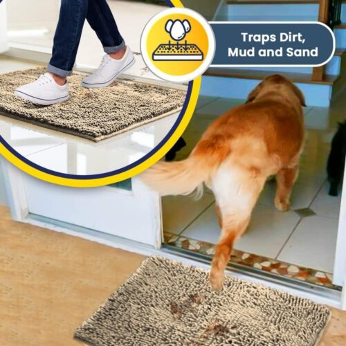 Muddy Mat® Shown on TV – Super Absorbent Microfiber Dog Door Mat for Muddy Paws, Non-Slip Washable Pet Rug, Quick Dry Chenille Entryway Carpet, Machine Washable Indoor Outdoor mat, Grey 30"x19" - Image 33