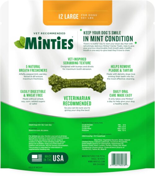 Minties Dental Chews for Dogs, 40 Count, Vet-Recommended Mint-Flavored Dental Treats for Medium Dogs 25-50 lbs, Dental Bones Clean Teeth, Fight Bad Breath, and Removes Plaque and Tartar - Image 24