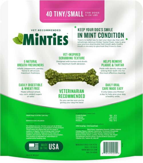 Minties Dental Chews for Dogs, 40 Count, Vet-Recommended Mint-Flavored Dental Treats for Medium Dogs 25-50 lbs, Dental Bones Clean Teeth, Fight Bad Breath, and Removes Plaque and Tartar - Image 30