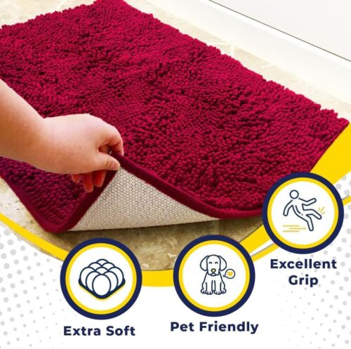 Muddy Mat® Shown on TV – Super Absorbent Microfiber Dog Door Mat for Muddy Paws, Non-Slip Washable Pet Rug, Quick Dry Chenille Entryway Carpet, Machine Washable Indoor Outdoor mat, Grey 30"x19" - Image 69