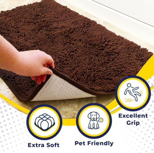 Muddy Mat® Shown on TV – Super Absorbent Microfiber Dog Door Mat for Muddy Paws, Non-Slip Washable Pet Rug, Quick Dry Chenille Entryway Carpet, Machine Washable Indoor Outdoor mat, Grey 30"x19" - Image 81