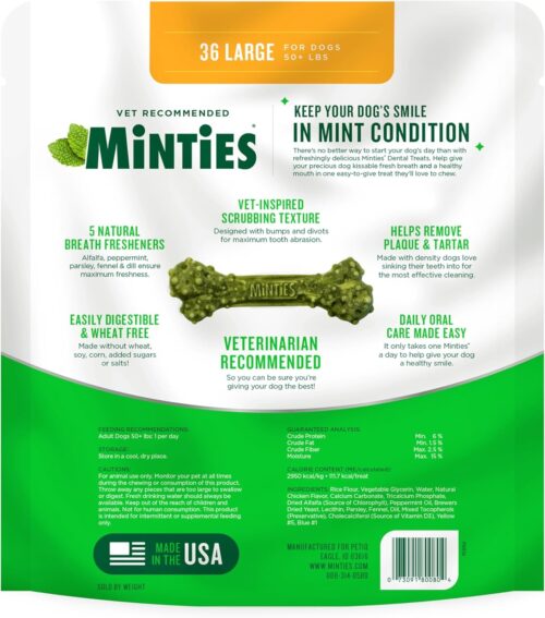 Minties Dental Chews for Dogs, 40 Count, Vet-Recommended Mint-Flavored Dental Treats for Medium Dogs 25-50 lbs, Dental Bones Clean Teeth, Fight Bad Breath, and Removes Plaque and Tartar - Image 44