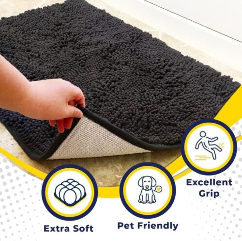 Muddy Mat® Shown on TV – Super Absorbent Microfiber Dog Door Mat for Muddy Paws, Non-Slip Washable Pet Rug, Quick Dry Chenille Entryway Carpet, Machine Washable Indoor Outdoor mat, Grey 30"x19" - Image 104
