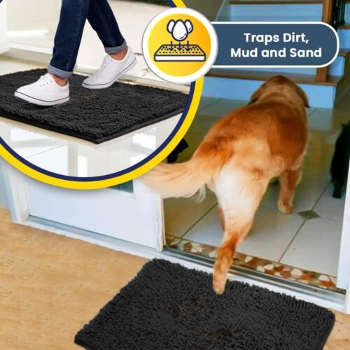 Muddy Mat® Shown on TV – Super Absorbent Microfiber Dog Door Mat for Muddy Paws, Non-Slip Washable Pet Rug, Quick Dry Chenille Entryway Carpet, Machine Washable Indoor Outdoor mat, Grey 30"x19" - Image 108