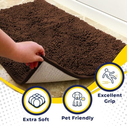 Muddy Mat® Shown on TV – Super Absorbent Microfiber Dog Door Mat for Muddy Paws, Non-Slip Washable Pet Rug, Quick Dry Chenille Entryway Carpet, Machine Washable Indoor Outdoor mat, Grey 30"x19" - Image 146