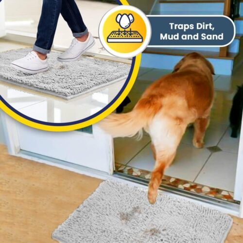 Muddy Mat® Shown on TV – Super Absorbent Microfiber Dog Door Mat for Muddy Paws, Non-Slip Washable Pet Rug, Quick Dry Chenille Entryway Carpet, Machine Washable Indoor Outdoor mat, Grey 30"x19" - Image 153