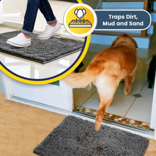 Muddy Mat® Shown on TV – Super Absorbent Microfiber Dog Door Mat for Muddy Paws, Non-Slip Washable Pet Rug, Quick Dry Chenille Entryway Carpet, Machine Washable Indoor Outdoor mat, Grey 30"x19" - Image 167