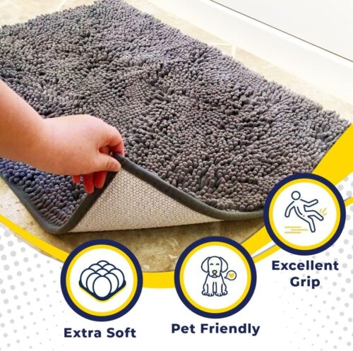 Muddy Mat® Shown on TV – Super Absorbent Microfiber Dog Door Mat for Muddy Paws, Non-Slip Washable Pet Rug, Quick Dry Chenille Entryway Carpet, Machine Washable Indoor Outdoor mat, Grey 30"x19" - Image 178