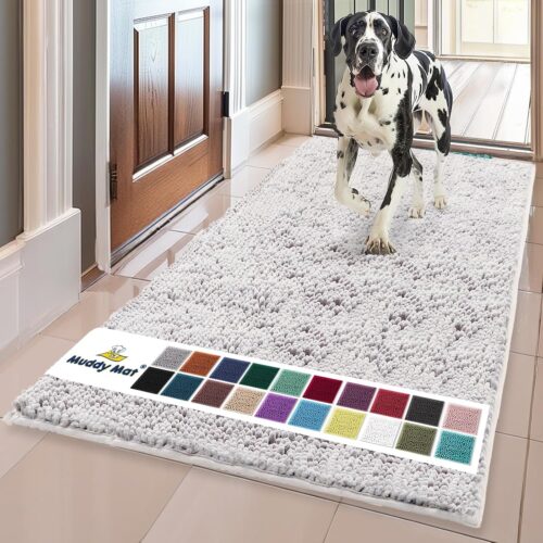 Muddy Mat® Shown on TV – Super Absorbent Microfiber Dog Door Mat for Muddy Paws, Non-Slip Washable Pet Rug, Quick Dry Chenille Entryway Carpet, Machine Washable Indoor Outdoor mat, Grey 30"x19" - Image 213