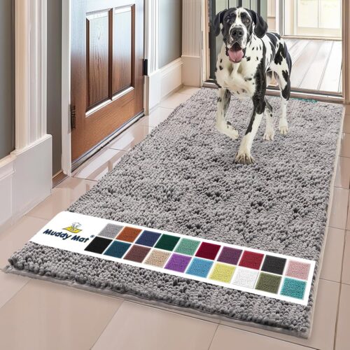 Muddy Mat® Shown on TV – Super Absorbent Microfiber Dog Door Mat for Muddy Paws, Non-Slip Washable Pet Rug, Quick Dry Chenille Entryway Carpet, Machine Washable Indoor Outdoor mat, Grey 30"x19" - Image 232