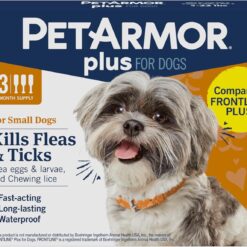 PetArmor Plus Flea and Tick Prevention for Dogs, Dog Flea and Tick Treatment, 3 Doses, Waterproof Topical, Fast Acting, Small Dogs (5-22 lbs)