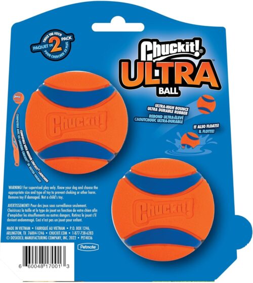 Chuckit! Ultra Ball Dog Toy - Medium Bouncy Fetch Balls For Dogs 20-60 lbs - Made from Durable Rubber - Floating Water Pet Toys - Size Medium - 2.5-inch Diameter - Pack of 2 - Image 17