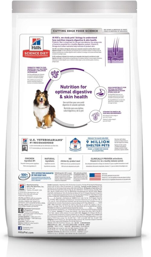 Hill's Science Diet Sensitive Stomach & Skin, Adult 1-6, Stomach & Skin Sensitivity Support, Dry Dog Food, Chicken Recipe, 30 lb Bag - Image 2