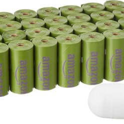 Amazon Basics Dog Poop Bags with Dispenser, 540 Count, Enhanced for Guaranteed Leakproof, Lavender Scented, Includes Leash Clip