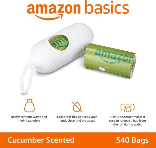 Amazon Basics Dog Poop Bags with Dispenser, 540 Count, Enhanced for Guaranteed Leakproof, Lavender Scented, Includes Leash Clip - Image 19