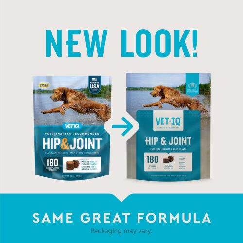 VetIQ Glucosamine Hip & Joint Supplement for Dogs, 180 Soft Chews, Dog Joint Support Supplement with MSM and Krill, Dog Health Supplies Large & Small Breed, Chicken Flavored Chewables - Image 2