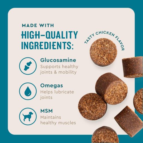 VetIQ Glucosamine Hip & Joint Supplement for Dogs, 180 Soft Chews, Dog Joint Support Supplement with MSM and Krill, Dog Health Supplies Large & Small Breed, Chicken Flavored Chewables - Image 5