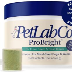 PetLab Co. ProBright Dental Powder - Dog Breath Freshener - Teeth Cleaning Made Easy – Targets Tartar & Bad Breath - Formulated for Small Dogs