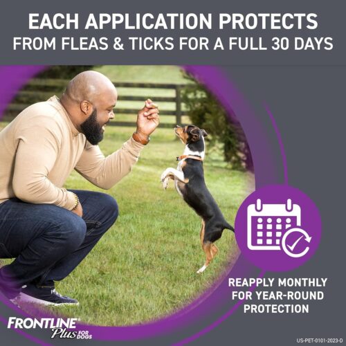 FRONTLINE Plus Flea and Tick Treatment for Large Dogs Up to 45 to 88 lbs. 3 Treatments - Image 4