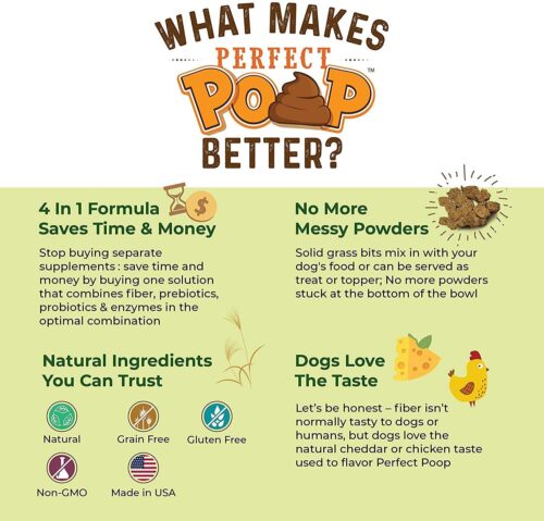 Perfect Poop Digestion & General Health Supplement for Dogs: Fiber, Prebiotics, Probiotics & Enzymes Relieve Digestive Conditions, Optimize Stool, and Improve Health (Cheddar Cheese, 12.8 oz) - Image 21