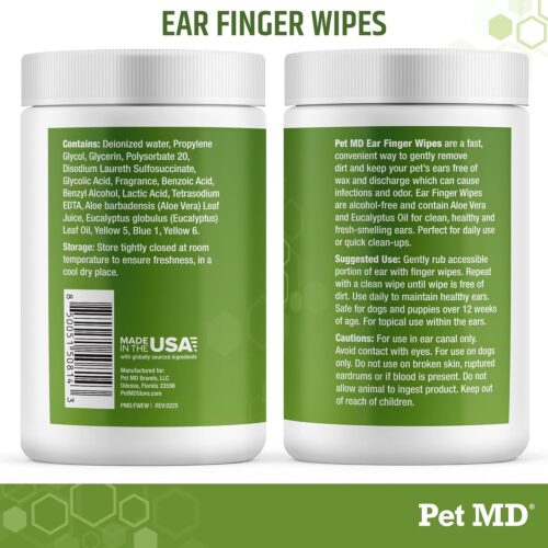 Pet MD - Dog Ear Cleaner Wipes - Otic Cleanser for Dogs to Stop Ear Itching, and Infections with Aloe and Eucalyptus - 100 Count - Image 13