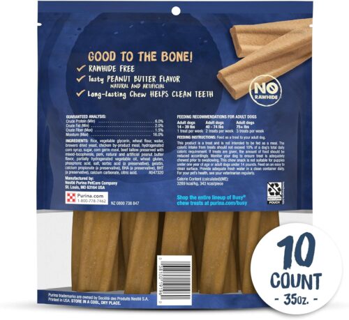 Purina Busy Bone Made in USA Facilities, Long Lasting Small/Medium Breed Adult Dog Chews, Peanut Butter Flavor - 10 ct. Pouch - Image 6