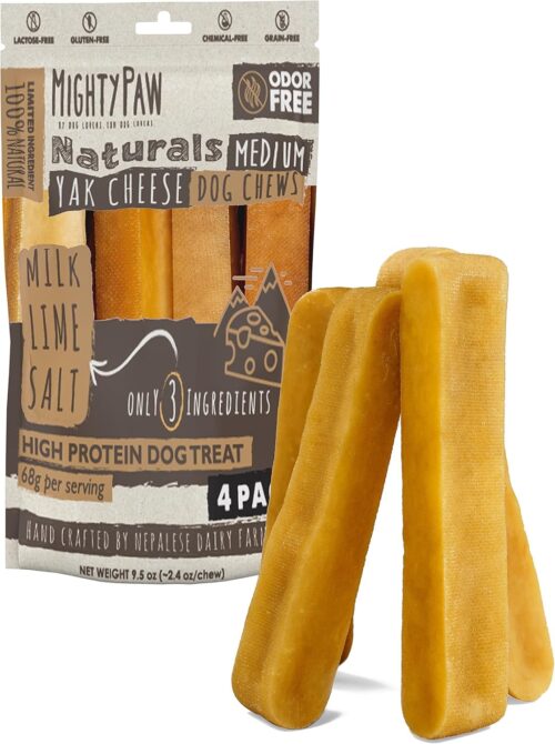 Mighty Paw Yak Cheese Dog Chews - All-Natural Treats for Dogs - High Protein Treat With 68 Grams Of Protein Per Chew - Delicious And Long Lasting - Odor Free With Limited Ingredients - (Large, 4 Pack) - Image 32