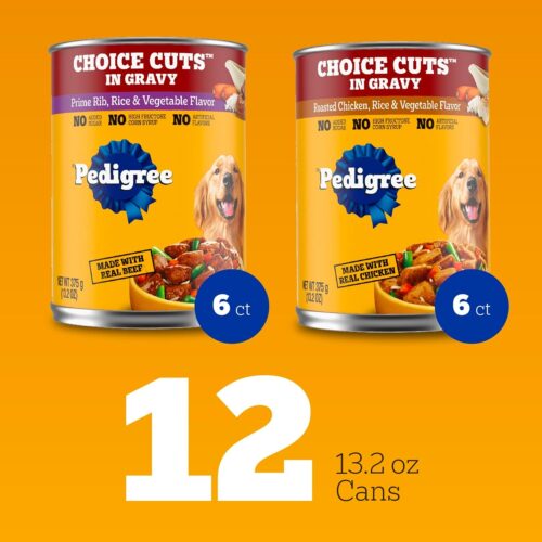 PEDIGREE CHOICE CUTS IN GRAVY Adult Canned Soft Wet Dog Food Variety Pack, with Beef and Country Stew, 13.2 oz. Cans (Pack of 12) - Image 16